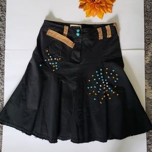 BOHO STYLE Black Denim SKIRT